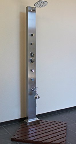 AcquaVapore Modena Pooldusche Dusche Gartendusche EDELSTAHL, Farbe:Black-Teak - 2