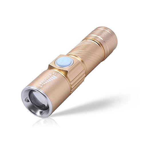 Preisvergleich Produktbild USB-aufladenminitaschenlampe, CulturesIn Led Aluminium Taschenlampe Stretch Zoom Q5 Taschenlampe für Camping Wandern (gold)