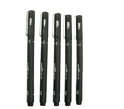 Uniball Uni-ball Pin Stylos feutres techniques Pochette de 5 Encre noire (Import Royaume Uni)