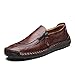 Produktbild Herren Brogues Oxford Wingtip Echtes Leder Kleid Schuhe für Business Casual Schwarz Low-top Zipper Schuhe,Brown,42EU