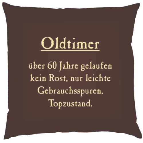 Geburtstag Fun Kissen mit Füllung - Motiv Oldtimer - über 60 Jahre gelaufen, kein Rost, nur leichte Gebrauchsspuren, Topzustand. lustiges witziges Geschenk 60 Jahre Spruch Weihnachten