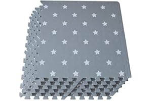 SAFFRI Grey & Wite Interlocking Floor Foam Mat Living Room Kids Playmat Gardan Yoga Exercise Gym gymnastic Children's Bed Room Equipment Soft Foam Tiles