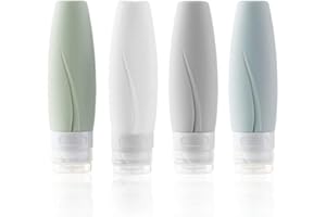 JRANCC Bouteille de Voyage 4Pcs Conteneur de Voyage Anti-Fuite Silicone Couleur pour Les Voyages Idéal pour Le Shampooing l’Après Shampoing et Les Lo