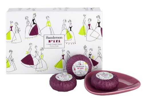 Sanderson Fifi Luxury Hand Guest Soap Collection and Ceramic Soap Dish Pack of 4