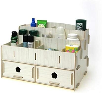 Double Drawer Three - Layer Wooden Cosmetics Skin Care Products Daily Necessities Storage Box , 001