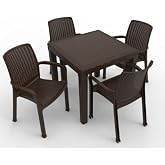NETAKS Estelia Efes 4'l&uuml; Set (4 Sandalye+1 Masa) Camsız Ekonomik &Uuml;r&uuml;n Bah&ccedil;e, Balkon