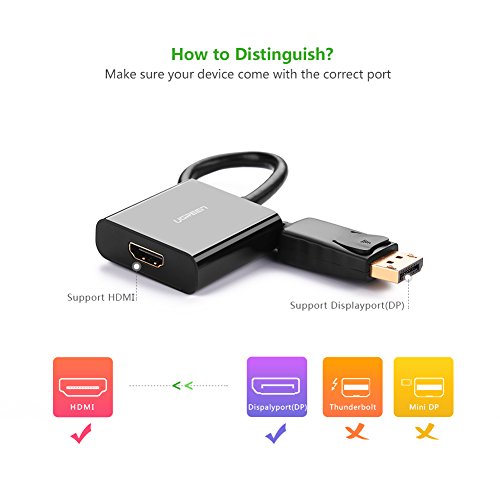 UGREEN Aktive Displayport auf HDMI Adapter 4K Auflösung inkl. Audio Übertragung DP Stecker zu HDMI Buchse vergoldete Kontakte Schwarz - 6