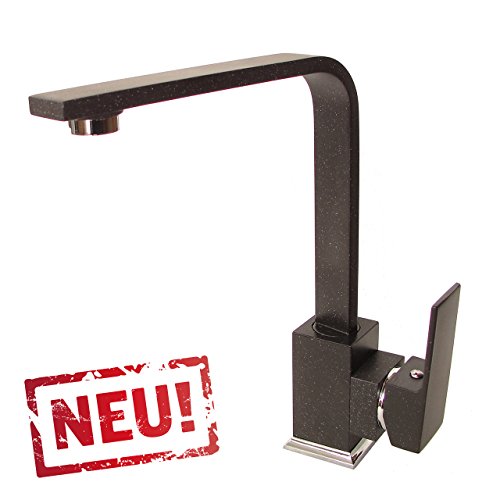 Schwarze Designer Granitarmatur Küchenarmatur Spültischarmatur schwenkbarer Küchen Wasserhahn - Modell LINERA