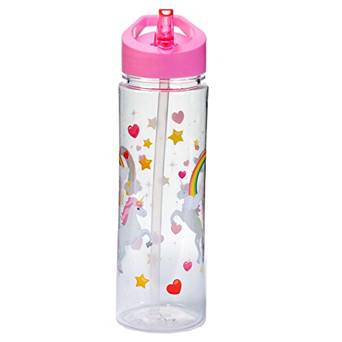 Einhorn Trinkflasche, 7x22cm, aus Kunststoff mit Trinkventil – by Lauren Billingham - 3