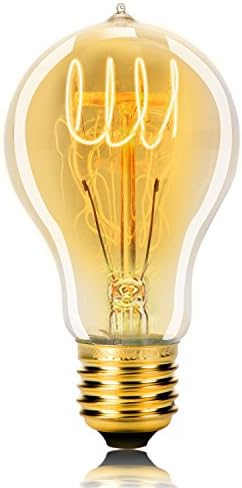 Wedna Vintage Edison Bulb E27 Screw 60w A19 Antique Filament Tungsten Loop Style Incandescent Bulbs for Home Light Lamp Fixtures Nostalgic Decorative Glass 220V - 1 Pack