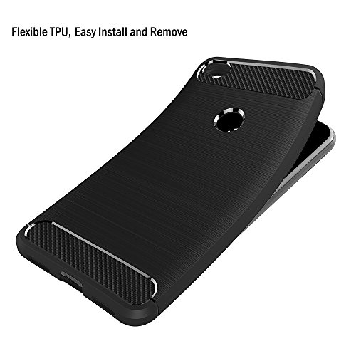 iVoler Funda Huawei P8 Lite 2017  Negro S  per TPU Silicona Carcasa Fundas Protectora con Shock- Absorci  n y Dise  o de Fibra de Carbon Para Huawei P8 Lite 2017