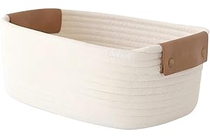 XAQAMY Cestas Organizadoras, Cestas Almacenaje Baño, Cajas de Almacenaje de Cuerda de Algodón, Cesta Baños, Cestos Almacenamiento para Organizador Dormitorio Armarios (Beige, 32 * 24 * 13cm)