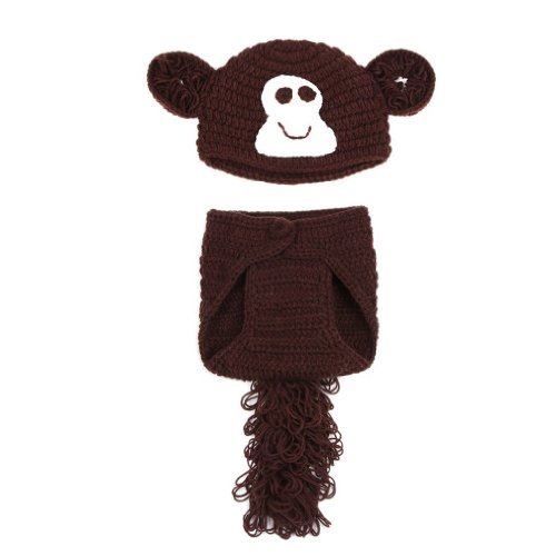 CoFashion Knit Crochet Baby Boy Girl Newborn-9 Months Photography Cartoon Clothes Photo Prop Outfits (monkey)