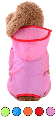 Puppy Dogs Waterproof Raincoat Pet Four Legs Hoodie Jumpsuit Adjustable Elastic Outdoor Clothes for Small Medium Dogs (5 Colour)