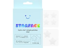 STARFACE WORLD Starface Hydro-Star Clear Big Pack, Invisible Hydrocolloid Pimple Patches, Two Sizes and Star Shape, Absorb Fluid and Reduce Redness (96 Count)