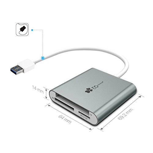 EC Technology 3in1 USB 3.0 Kartenleser Ultra Highspeed mit Kabel für SDXC, SDHC, SD, CF, Highspeed-CF (UDMA), MS, M2, Micro-SDXC, Micro-SDHC, Micro-SD Karten [Unterstützt UHS-I Karten] - 6