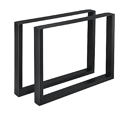 Encasa [en.CASA] Set de 2 Pieds de Table Pied de Meuble Rectangulaire Pied de Table à Manger avec Protecteur de Sol et Accessoires de Montage Métal revêtu par Poudre Noir 90 x 72 cm