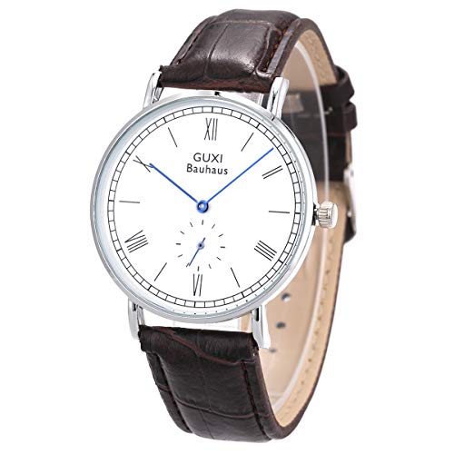 Reloj De Pulsera, Hombre Minimalista SIBOSUN Cuarzo Correa De Cuero Marrón Números Romanos Clásicos Analógico ...