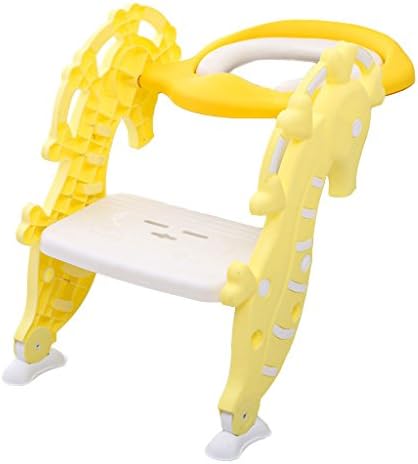 YFF-Baby Toddler Toilet Seat Yellow Baby Potty Toilet Seat Adjustable Height Safe and Comfort Toilet Ladder Boy Girl Folding Seat Toilet Training Load-bearing 75kg Suitable for 1-7 Years Old