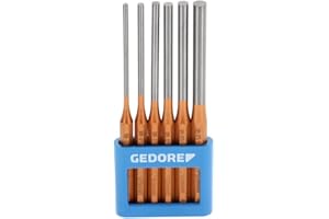 GEDORE Splinttreiber-Satz inkl. PVC-Halter, 6-teilig, 3 - 10 mm, lange Form, Stahl/Lackierung, Silber/Kupfer
