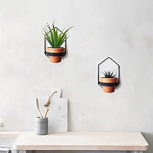 VAH Set of 2 Black Iron Plant Pot Stand, Plants Holder , Planter Rack Shelf for Plants Indoor or Outdoor Garden Wall D