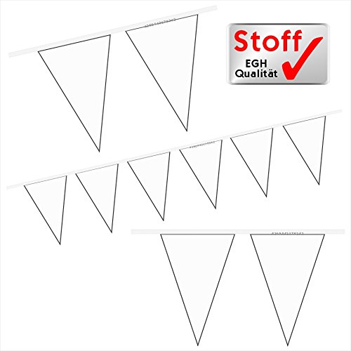 Wimpelkette Stoffwimpelkette Weiß Uni 1-farbig 40 Wimpel 10m Wimpelgirlande Deko