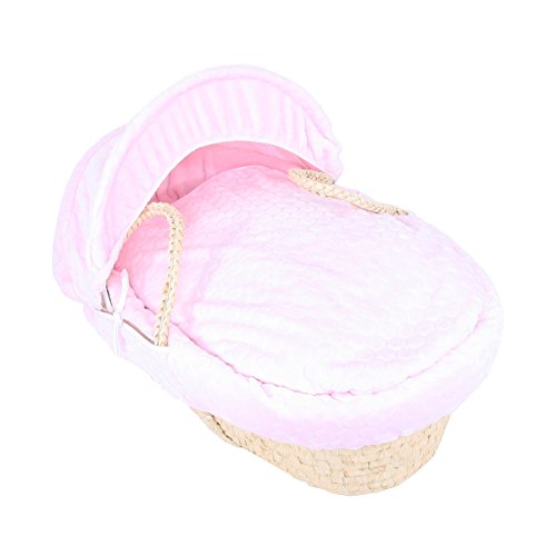 Isabella Alicia Cuddle Soft Bubbles Maize Natural Moses Basket (Pink)