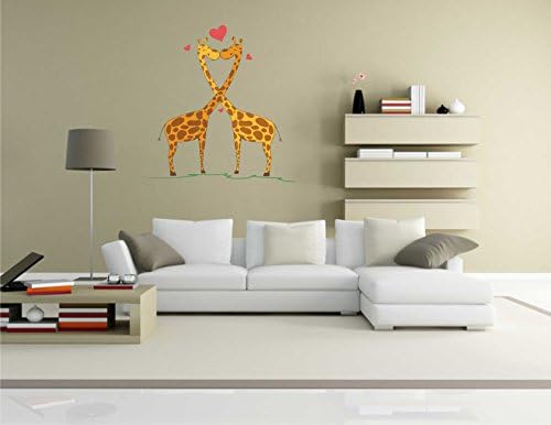 INDIGOS Kar Wall – lovely034 – 70 Wall Sticker lovely034 – Sweet heart – Giraffe kissing – Wall Sticker 70 x 70 cm