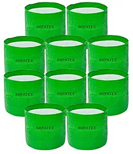 MIPATEX HDPE Terrace Gardening Vegetable Planting Woven Fabric Pots (Green, 6in x 6in) - Pack of 10