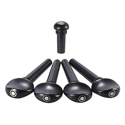 ammoon 3/4 Taille Ebony en Bois Violon Fiddle Tuning Pegs Endpin Set Remplacement Noir