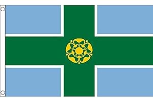 AZ FLAG - Derbyshire County Flag - 3x5 Ft - 100D Polyester County Of Derbys. - England Banner with Two Metal Grommets - Fade Resistant - Vivid Colors - 3' x 5' Feet - 150x90 Cm