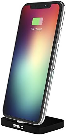 iPhone Docking Station,EVIISO Apple Aluminum Lightning Charger Docking Stand,Charging &amp; Data Sync Desktop Dock Cradle Holder for iPhone X/8/8 Plus/7/7 Plus/6/6S/5/SE (Black)