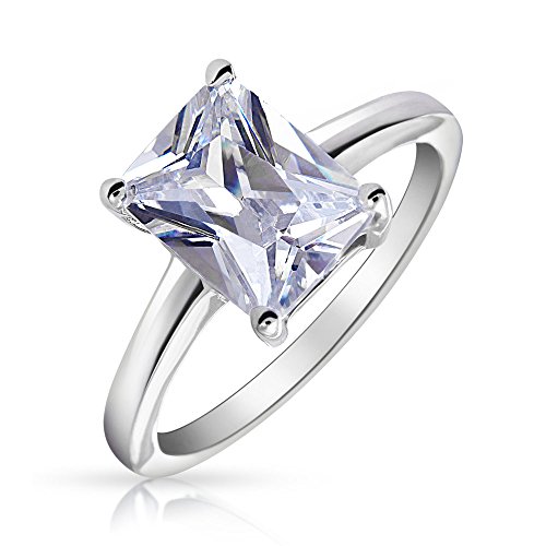 Bling JewelryPersonalize Traditional Art Deco Modern Style 2-3 CT Rectangle Baguette Wedding Band AAA CZ Anniversary or Emerald Cut Engagement Ring Set For Women .925 Sterling Silver Customizable