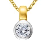 Bicolor Anhänger großer Zirkonia Stein in Gold 333 Zarge