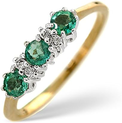 TheDiamondStore | Emerald &amp; Diamond Ring In 9K Gold - Size K