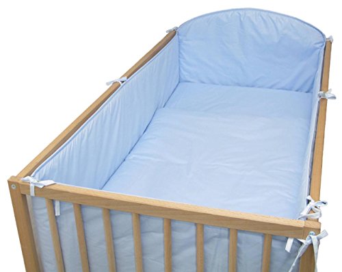 Nursery Baby Cot Bed Bumper / Pad 140x70 / 420cm Long All Round Bumper - PLAIN BLUE