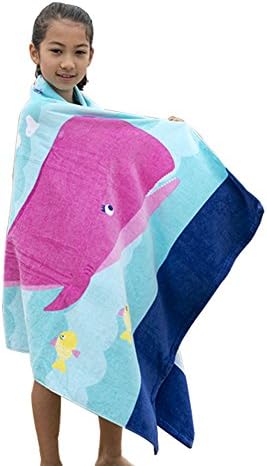 VLENIEN Children Adult Cartoon Beach Towel Cotton Bath Towel Home Travel Blanket (Powder dolphins)