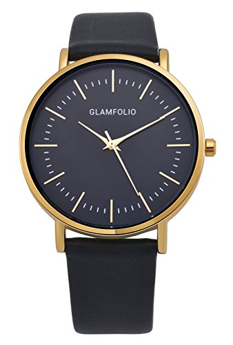 Kezzi Glamfolio Herren Armbanduhr Goldene Klassisch Quarz Leder Schwarz Kezzi Glamfolio Herren Armbanduhr Goldene Klassisch Quarz Leder Schwarz
