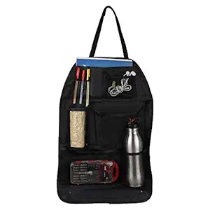 Casago CASNCSOB Nylon Universal Car Auto Seat Back Multi Pocket Organizer Bag for Mobile, Bottle, Map, Magazines and Umbrella Storage (Black)