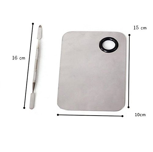 Demarkt Makeup Palette Werkzeug Mode Edelstahl Kosmetik Palette und Spatel, 15x10cm, Silber - 4