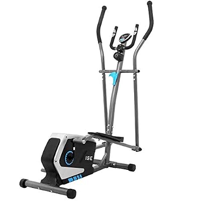 ISE Vélo d'appartement Vélo elliptique Magnétique Cross Trainer,LCD Display, Ergomètre Compatible, 8 Niveaux de Résistance, Poids d'inertie de 8 KG SY-9801