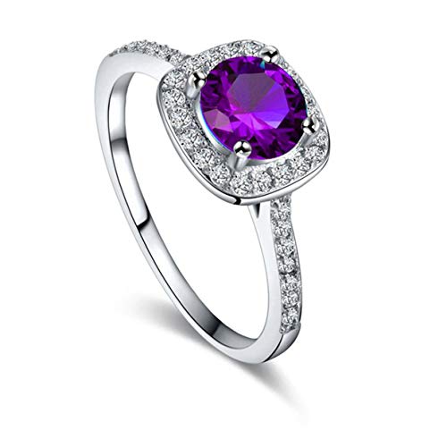 JiXUN Upgraded Version 1pc 2019 Women Fashion Jewelry Rounded Square Eight Heart Eight Arrows Green Zircon Ring for Women & Girls(None None Platinum(6 Yards))