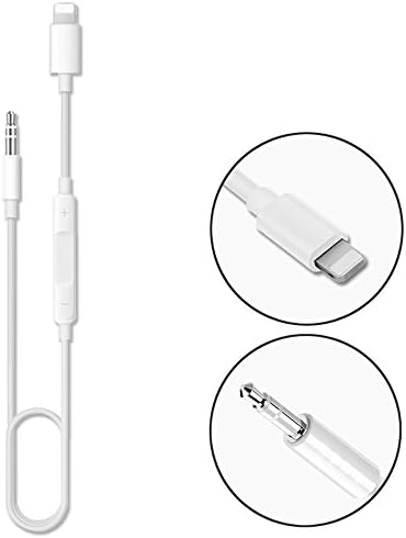 iPhone 7 8 X Aux Cable Aux Cord,Lightning to 3.5mm Headphone Jack Audio Cable Adapter Accessories for iPhone Earphone Adaptor ,iPod,In-Line Microphone for Home/ Car Stereo,Speaker,Headphones(Support Music Control)