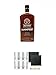 Produktbild Jägermeister Manifest Limitiert 1,0 Liter + Jägermeister Frozen Club Shot Glas 4 cl 6 Stück + Schiefer Glasuntersetzer eckig ca. 9,5 cm Ø 2 Stück