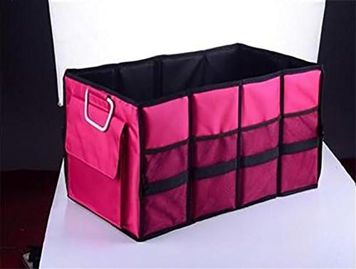 TOCHENG Foldable Cargo Trunk Organizer With Cover, Reinforced Handles And Carstorage Box , rose red