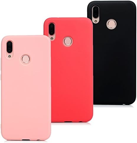 3x Huawei P20 Lite Case, Beaulife Candy Color Cover TPU Silicon Ultra-Thin Flexible Shockproof Anti-Scratch Anti-Slip Lightweight Bumper Elastic Gel Mobile Phone Protective Shell for Huawei P20 Lite - Black, Red, Rose