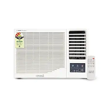 Croma 1 Ton 3 Star Window AC (Copper, Blue Fins, R-32 Green Refrigerant, Dust Filter, 2022 Model, 5 Years Compressor Warranty, CRLAWA0123T3305, White) with Free Standard Installation