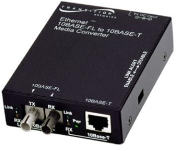 Transition Networks E-TBT-FRL-05 Stand Alone 100m 10BASE-T RJ-45 to 10BASE-FL Ethernet Media Converter