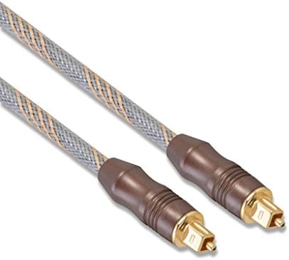 Figo High Resolution Professional Digital Optical TOSlink Cable - 24k Gold Casing - Compatible with PS3, PS4, Xbox One, Sky HD, HDtvs, Blu-rays, AV Amps,Premium Quality Nylon Mesh Outer Layer,OD:6.0mm LEN:49 FT / 15 M
