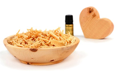 Duftset aus Zirbenholz – Schale & Späne & Herz & Zirbenöl – Deko Set „aroma“ – 4 Teilig – wirkt beruhigend auf Körper, Geist und Seele - 4